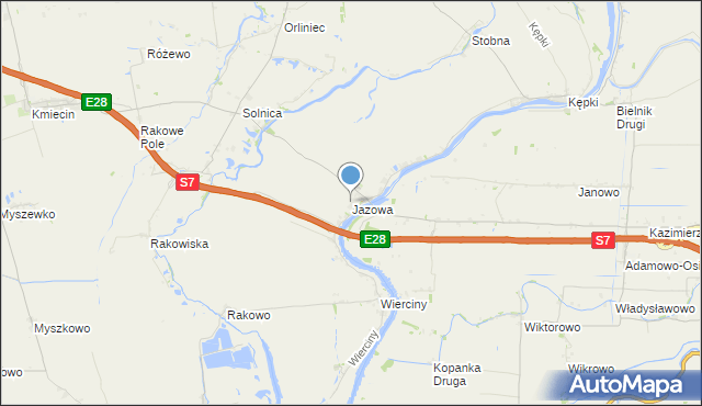 mapa Jazowa, Jazowa gmina Nowy Dwór Gdański na mapie Targeo